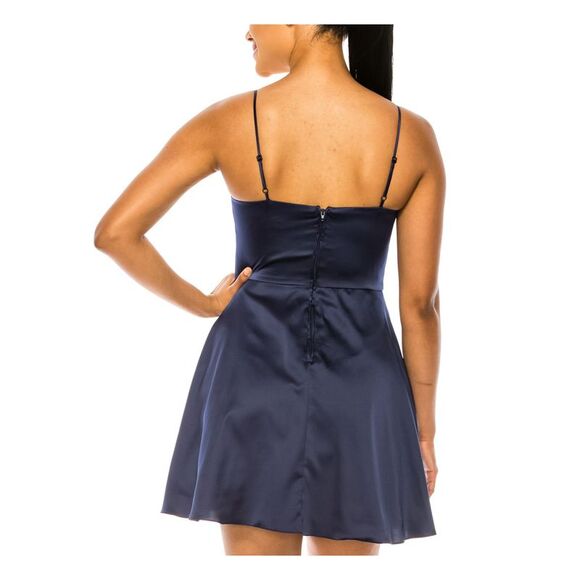 B DARLIN Womens Adjustable Spaghetti Strap Mini Party Fit + Flare Dress - Picture 2 of 4